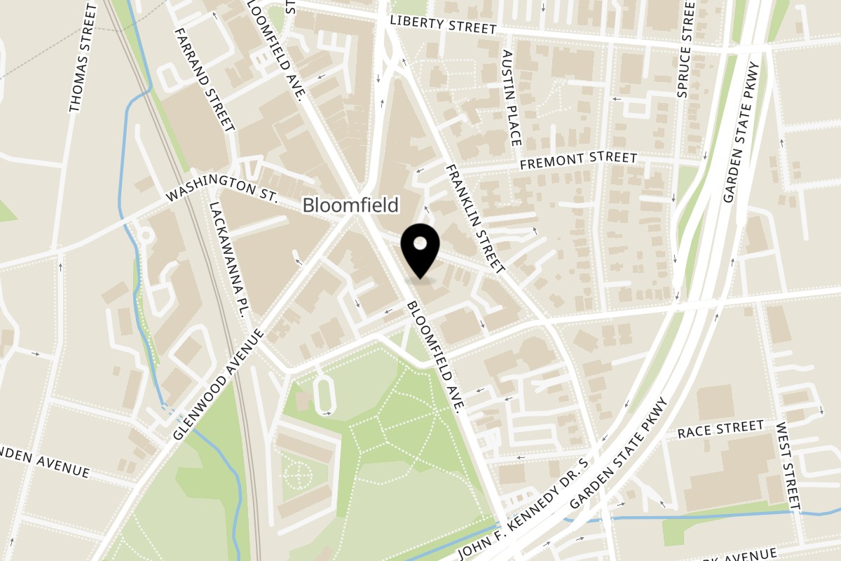 Map showing the location of Tafari Tropics Jamaican Restaurant on 547 Bloomfield Ave in Bloomfield